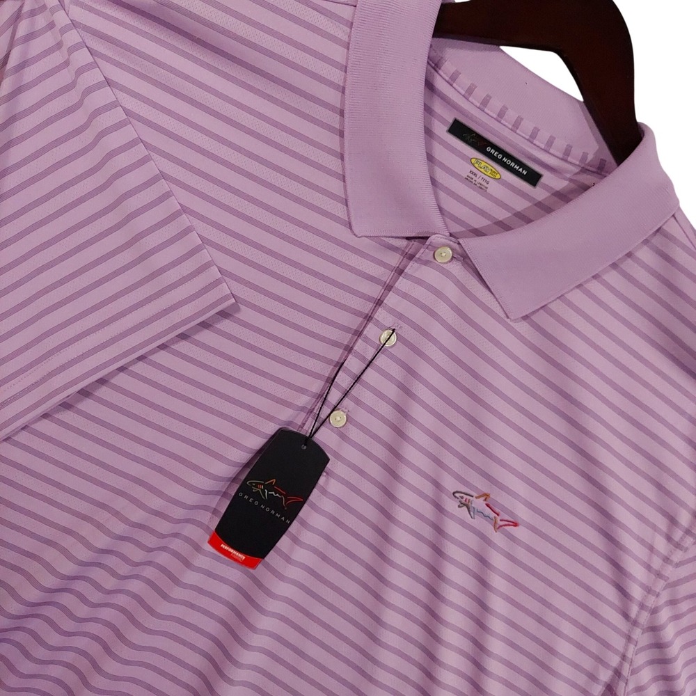 Greg Norman Polo Shirt Men XXXL Purple Nova Play Dry Striped G7XDK889 NEW